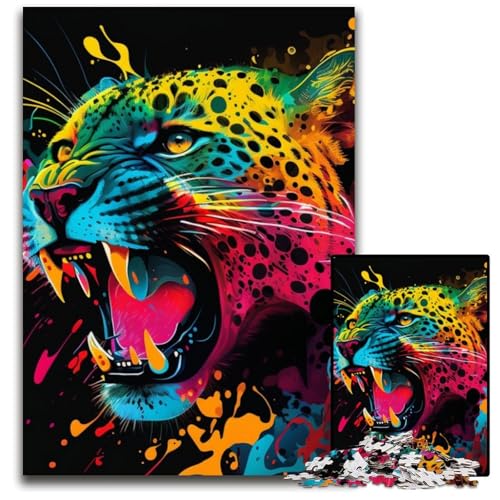 Fantasy Leopard Puzzle 1000 Teile für Erwachsene Puzzles für Erwachsene Pädagogisches Denkspiel Künstlerische Heim- und Bürodekoration Ab 14 Jahren 26x38cm/10,23x14,96 Zoll von LiJianXXE