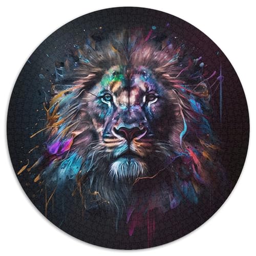 Fantasy-Löwe, 1000-teiliges Puzzle, rund, 1000 Teile, anspruchsvolles Denkspiel – entspannendes Spielzeug für Teenager, 67,5 x 67,5 cm von LiJianXXE