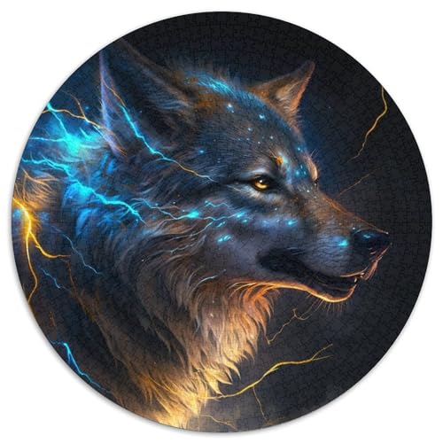 Fantasy Wolf 1000-teiliges Puzzle, rund, 1000 Teile, anspruchsvolles Denkspiel – entspannendes Spielzeug für Teenager, 67,5 x 67,5 cm von LiJianXXE