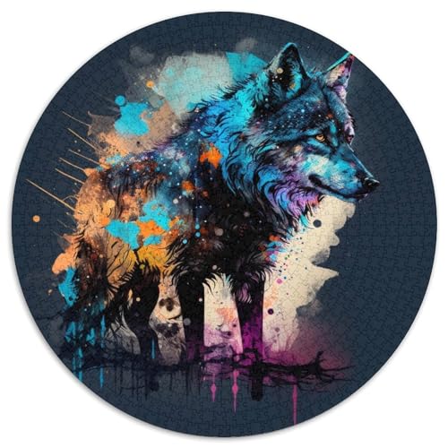 Fantasy Wolf 1000-teiliges Puzzle, rund, 1000 Teile, anspruchsvolles Denkspiel – entspannendes Spielzeug für Teenager, 67,5 x 67,5 cm Fantasy Wolf 1000-teiliges Puzzle, rund, 1000 Teile, anspruchsvolles Denkspiel – entspannendes Spielzeug für Teenager, 67,5 x 67,5 cm von LiJianXXE