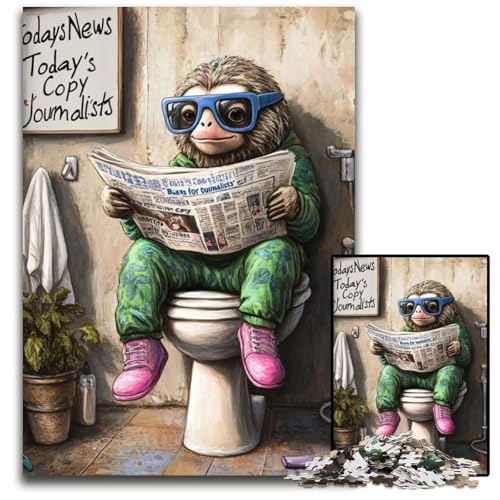 Faultier geht auf die Toilette Puzzle für Erwachsene, 1000 Teile, anspruchsvolle Puzzles, Teenager, Paare und Freunde zum Geburtstag, Weihnachten, 26x38cm/10,23x14,96 Zoll von LiJianXXE