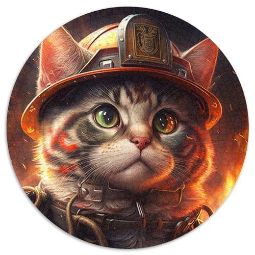 Feuerwehrmann-Katzen-Puzzle 1000 Teile für Erwachsene, rundes Puzzle 1000 Teile für Erwachsene, Denksportaufgabe, Spiel für Erwachsene, interaktive Familienaktivität, 67,5 x 67,5 cm Feuerwehrmann-Katzen-Puzzle 1000 Teile für Erwachsene, rundes Puzzle 1000 Teile für Erwachsene, Denksportaufgabe, Spiel für Erwachsene, interaktive Familienaktivität, 67,5 x 67,5 cm von LiJianXXE