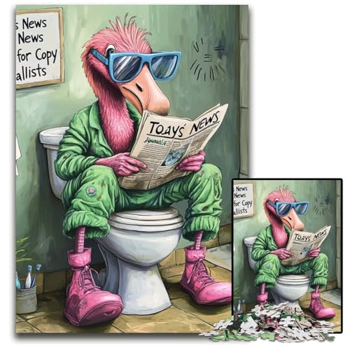Flamingo Go Toilet Puzzle 1000 Teile für Erwachsene, Puzzles für Erwachsene, pädagogisches Denkspiel, künstlerische Heim- und Bürodekoration, ab 14 Jahren, 50x75cm/19,68x29,52 Zoll Flamingo Go Toilet Puzzle 1000 Teile für Erwachsene, Puzzles für Erwachsene, pädagogisches Denkspiel, künstlerische Heim- und Bürodekoration, ab 14 Jahren, 50x75cm/19,68x29,52 Zoll von LiJianXXE