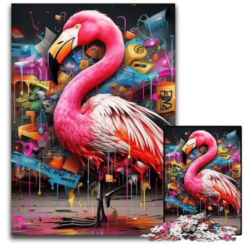 Flamingo-Graffiti, 1000-teiliges Puzzle für Erwachsene, Puzzles für Erwachsene, Denksportspiel, interaktives Familienspiel, geeignet für Kinder ab 14 Jahren, 26x38cm/10,23x14,96 Zoll Flamingo-Graffiti, 1000-teiliges Puzzle für Erwachsene, Puzzles für Erwachsene, Denksportspiel, interaktives Familienspiel, geeignet für Kinder ab 14 Jahren, 26x38cm/10,23x14,96 Zoll von LiJianXXE