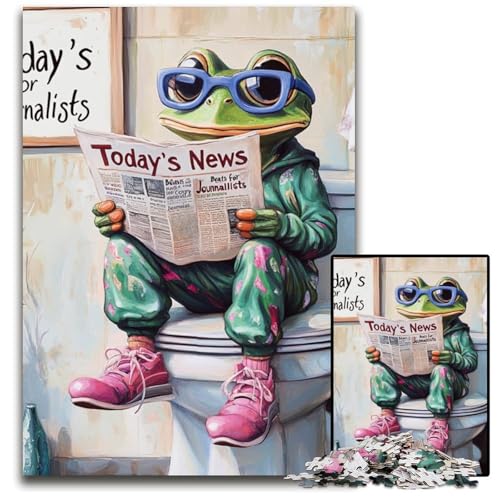 Frog Go Toilet Puzzle für Erwachsene, 1000 Holzpuzzles, interaktives Familienspiel, Denksportaufgabe, Lernspielzeug, 50x75cm/19,68x29,52 Zoll Frog Go Toilet Puzzle für Erwachsene, 1000 Holzpuzzles, interaktives Familienspiel, Denksportaufgabe, Lernspielzeug, 50x75cm/19,68x29,52 Zoll von LiJianXXE