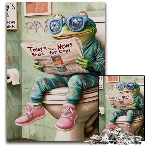 Frog Go Toilet Puzzle für Erwachsene, 1000-teiliges Puzzle für Erwachsene, anspruchsvolles DIY-Denkspiel für Teenager, 50x75cm/19,68x29,52 Zoll von LiJianXXE
