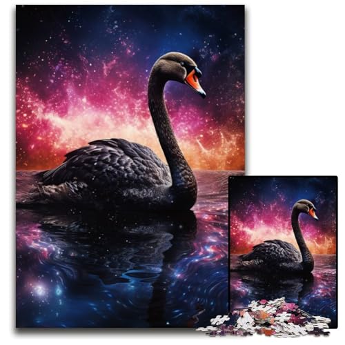 Galaxy Black Swan Puzzle 1000 Teile für Erwachsene, Kartonpuzzle, anspruchsvolles Denkspiel für Teenager, Familienspaß, interaktives Spiel, 26x38cm/10,23x14,96 Zoll von LiJianXXE
