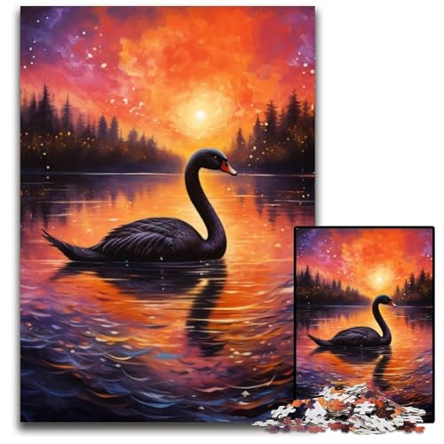 Galaxy Black Swan Puzzle 1000 Teile für Erwachsene, Puzzles für Erwachsene, Gehirn-Herausforderung, Teenager und Heimdekoration, 26x38cm/10,23x14,96 Zoll von LiJianXXE