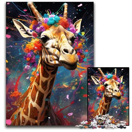 Giraffe 1000 Teile Puzzle Geschenke Kartonpuzzles Interaktives Familienspiel, DIY Heimdekoration, Denksportgeschenk 26x38cm/10,23x14,96 Zoll von LiJianXXE
