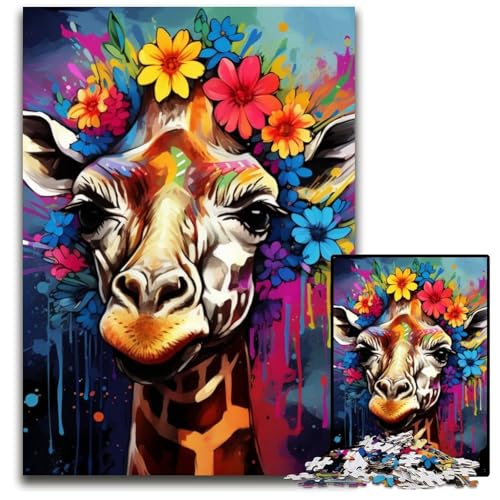 Giraffe trägt Blumen, 1000-teiliges Puzzle, unmögliches Puzzle für Erwachsene, entspannende Unterhaltung, Heimdekoration, 26x38cm/10,23x14,96 Zoll Giraffe trägt Blumen, 1000-teiliges Puzzle, unmögliches Puzzle für Erwachsene, entspannende Unterhaltung, Heimdekoration, 26x38cm/10,23x14,96 Zoll von LiJianXXE