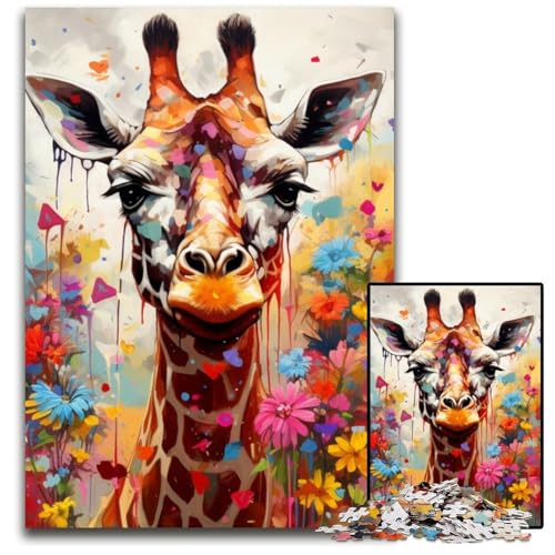 Giraffen-Puzzle für Erwachsene, 1000 Holzpuzzles, interaktives Familienspiel, Denksportaufgabe, Lernspielzeug, 50x75cm/19,68x29,52 Zoll von LiJianXXE