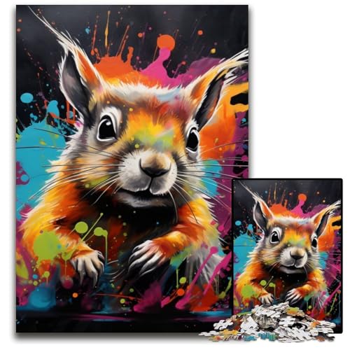 Graffiti-Malerei-Eichhörnchen-Puzzle 1000 Teile für Erwachsene, Puzzles für Erwachsene, pädagogisches Denkspiel, künstlerische Heim- und Bürodekoration, ab 14 Jahren, 50x75cm/19,68x29,52 Zoll Graffiti-Malerei-Eichhörnchen-Puzzle 1000 Teile für Erwachsene, Puzzles für Erwachsene, pädagogisches Denkspiel, künstlerische Heim- und Bürodekoration, ab 14 Jahren, 50x75cm/19,68x29,52 Zoll von LiJianXXE