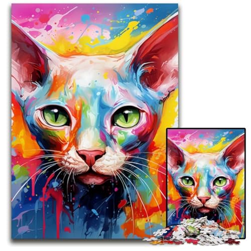 Haarlose Katzen-Puzzles für Erwachsene, 1000 Holzpuzzles, interaktives Familienspiel, Denksportaufgabe, Lernspielzeug, 50x75cm/19,68x29,52 Zoll Haarlose Katzen-Puzzles für Erwachsene, 1000 Holzpuzzles, interaktives Familienspiel, Denksportaufgabe, Lernspielzeug, 50x75cm/19,68x29,52 Zoll von LiJianXXE