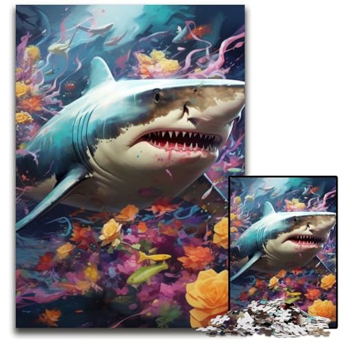 Hai-Puzzle für Erwachsene, 1000 Holzpuzzles, interaktives Familienspiel, Denksportaufgabe, Lernspielzeug, 50x75cm/19,68x29,52 Zoll Hai-Puzzle für Erwachsene, 1000 Holzpuzzles, interaktives Familienspiel, Denksportaufgabe, Lernspielzeug, 50x75cm/19,68x29,52 Zoll von LiJianXXE