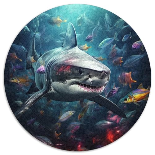 Hai-Puzzle mit 1000 Teilen, rund, 1000 Teile, anspruchsvolles Denkspiel, entspannendes Spielzeug für Teenager, 67,5 x 67,5 cm Hai-Puzzle mit 1000 Teilen, rund, 1000 Teile, anspruchsvolles Denkspiel, entspannendes Spielzeug für Teenager, 67,5 x 67,5 cm von LiJianXXE