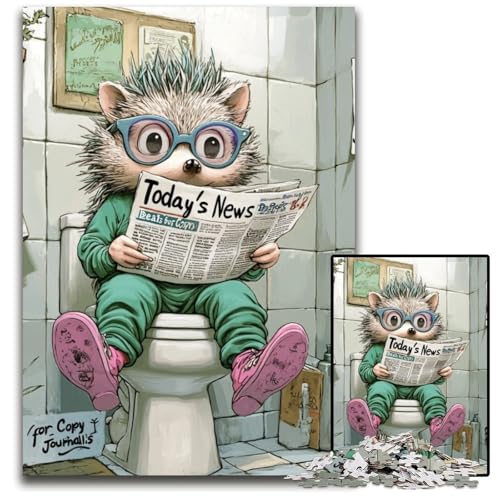Hedgehog Go Toilet Puzzle für Erwachsene, 1000 Teile, interaktives Familienspiel, Familienaktivitätsspiel, 26x38cm/10,23x14,96 Zoll von LiJianXXE