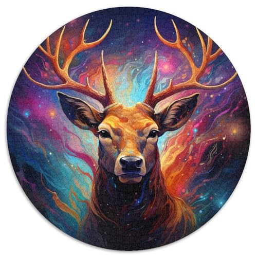 Hirsch-Psychedelic-Art-Puzzle 1000 Teile für Erwachsene, rundes Puzzle 1000 Teile für Erwachsene, Denksportaufgabe, Spiel für Erwachsene, interaktive Familienaktivität, 67,5 x 67,5 cm Hirsch-Psychedelic-Art-Puzzle 1000 Teile für Erwachsene, rundes Puzzle 1000 Teile für Erwachsene, Denksportaufgabe, Spiel für Erwachsene, interaktive Familienaktivität, 67,5 x 67,5 cm von LiJianXXE