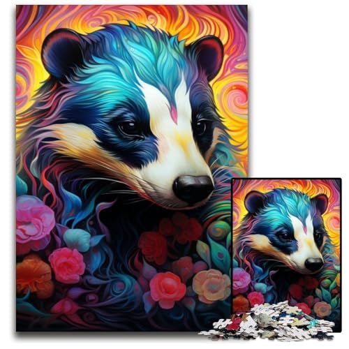 Honigdachs-Blumen-Puzzle für Erwachsene, 1000 Holzpuzzles, interaktives Familienspiel, Denksportaufgabe, Lernspielzeug, 50x75cm/19,68x29,52 Zoll Honigdachs-Blumen-Puzzle für Erwachsene, 1000 Holzpuzzles, interaktives Familienspiel, Denksportaufgabe, Lernspielzeug, 50x75cm/19,68x29,52 Zoll von LiJianXXE