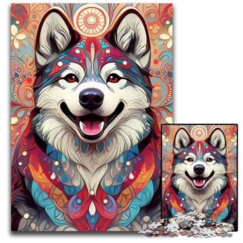 Husky 1000-Teile-Puzzle-Geschenke Kartonpuzzles Interaktives Familienspiel, DIY-Heimdekor, Denksport-Geschenk 26x38cm/10,23x14,96 Zoll von LiJianXXE