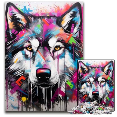 Hyänen-Graffiti, 1000-teiliges Puzzle für Erwachsene, Kartonpuzzle für Erwachsene, pädagogisches Denkspiel, künstlerische Heim- und Bürodekoration, ab 14 Jahren, 26x38cm/10,23x14,96 Zoll von LiJianXXE