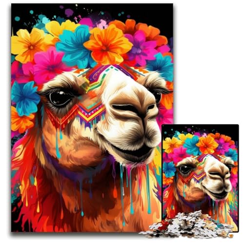 Kamel mit Blumen, Puzzle für Erwachsene, 1000-teiliges Holzpuzzle, schwieriges Denkspiel für Jugendliche, 50x75cm/19,68x29,52 Zoll Kamel mit Blumen, Puzzle für Erwachsene, 1000-teiliges Holzpuzzle, schwieriges Denkspiel für Jugendliche, 50x75cm/19,68x29,52 Zoll von LiJianXXE