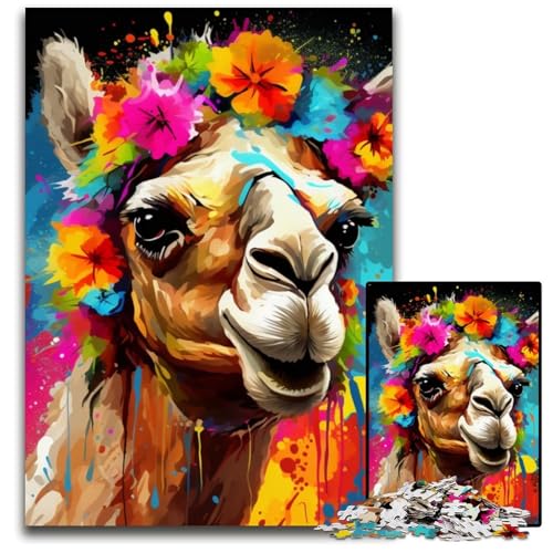 Kamel mit Blumen, Puzzle für Erwachsene, 1000-teiliges Kartonpuzzle, schwieriges Denkspiel für Jugendliche, 26x38cm/10,23x14,96 Zoll Kamel mit Blumen, Puzzle für Erwachsene, 1000-teiliges Kartonpuzzle, schwieriges Denkspiel für Jugendliche, 26x38cm/10,23x14,96 Zoll von LiJianXXE