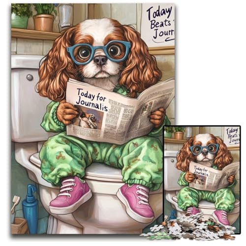 King Spaniel Go Toilet Puzzle 1000 Teile für Erwachsene, Puzzle, ideal für Teenager und Sammler, Reisegeschenk, Familienaktivität, 50x75cm/19,68x29,52 Zoll King Spaniel Go Toilet Puzzle 1000 Teile für Erwachsene, Puzzle, ideal für Teenager und Sammler, Reisegeschenk, Familienaktivität, 50x75cm/19,68x29,52 Zoll von LiJianXXE