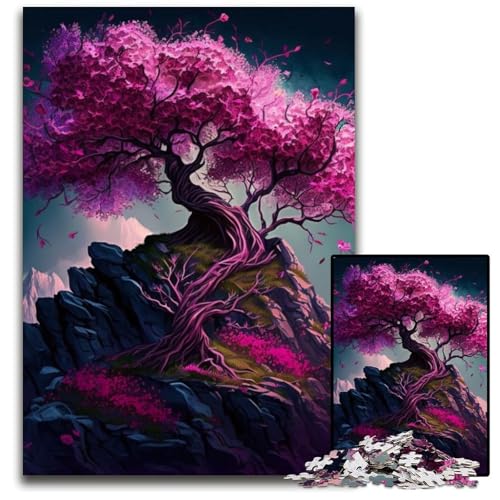 Kirschblütenbaum-Landschaft, 1000-teiliges Puzzle für Erwachsene, Kartonpuzzle für Erwachsene, pädagogisches Denkspiel, künstlerische Heim- und Bürodekoration, ab 14 Jahren, 26x38cm/10,23x14,96 Zoll von LiJianXXE