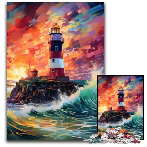 Leuchtturm-Puzzle, 1000 Teile, Unmögliches Puzzle für Erwachsene, Entspannende Unterhaltung, Heimdekoration, 26x38cm/10,23x14,96 Zoll von LiJianXXE