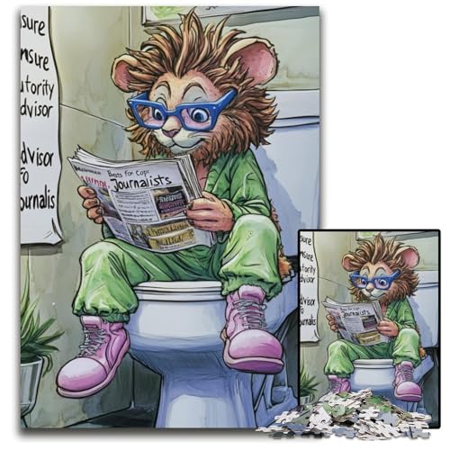 Lion Go Toilet 1000-teiliges Puzzle für Erwachsene, Teenager, Paare und Freunde zum Geburtstag, Weihnachten, 26x38cm/10,23x14,96 Zoll von LiJianXXE