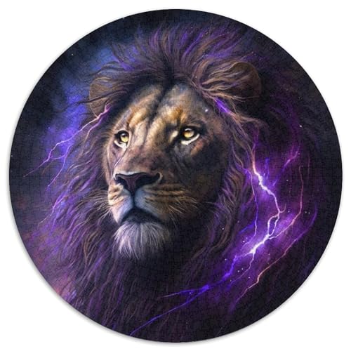Löwe-Puzzle, 1000 Teile, rund, 1000 Teile, anspruchsvolles Denkspiel, entspannendes Spielzeug für Teenager, 67,5 x 67,5 cm von LiJianXXE