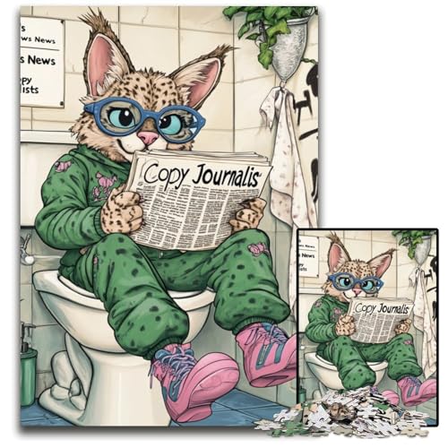Lynx Go Toiletten-Puzzle 1000 Teile für Erwachsene, Holzpuzzle, anspruchsvolles Denkspiel für Teenager, Familienspaß, interaktives Spiel, 50x75cm/19,68x29,52 Zoll von LiJianXXE