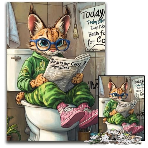 Lynx Go Toiletten-Puzzle für Erwachsene, 1000-teiliges Holzpuzzle, schwieriges Denkspiel für Teenager, 50x75cm/19,68x29,52 Zoll von LiJianXXE