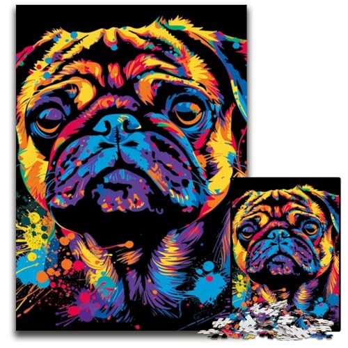 Mops-Puzzle 1000 Teile für Erwachsene, Holzpuzzle, anspruchsvolles Denkspiel für Teenager, Familienspaß, interaktives Spiel, 50x75cm/19,68x29,52 Zoll Mops-Puzzle 1000 Teile für Erwachsene, Holzpuzzle, anspruchsvolles Denkspiel für Teenager, Familienspaß, interaktives Spiel, 50x75cm/19,68x29,52 Zoll von LiJianXXE