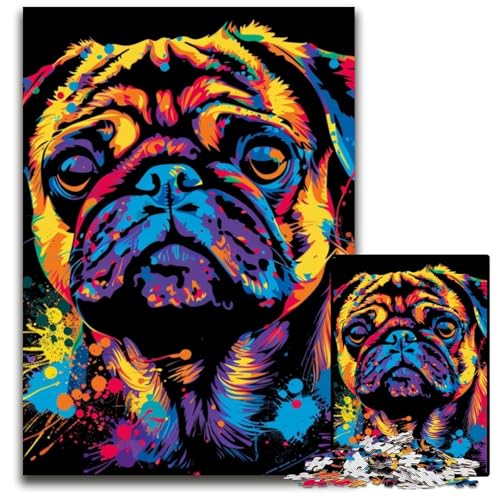 Mops-Puzzle für Erwachsene, 1000-teiliges Puzzle für Erwachsene, anspruchsvolles DIY-Denkspiel für Teenager, 26x38cm/10,23x14,96 Zoll Mops-Puzzle für Erwachsene, 1000-teiliges Puzzle für Erwachsene, anspruchsvolles DIY-Denkspiel für Teenager, 26x38cm/10,23x14,96 Zoll von LiJianXXE