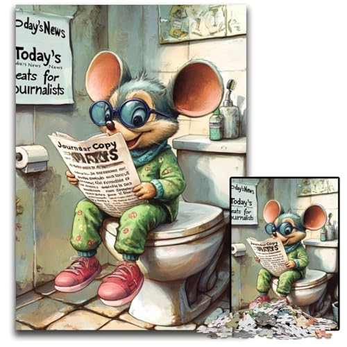 Mouse Go Toilet 1000-teiliges Puzzle für Erwachsene, Holzpuzzle für Erwachsene, für Teenager und Familienspaß – DIY-Denkspiel, Geschenk, 50x75cm/19,68x29,52 Zoll Mouse Go Toilet 1000-teiliges Puzzle für Erwachsene, Holzpuzzle für Erwachsene, für Teenager und Familienspaß – DIY-Denkspiel, Geschenk, 50x75cm/19,68x29,52 Zoll von LiJianXXE