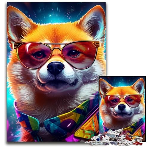 Neon Glasses Shiba Inu 1000-teiliges Puzzle für Erwachsene, Holzpuzzle für Erwachsene, pädagogisches Denkspiel, künstlerische Heim- und Bürodekoration, ab 14 Jahren, 50x75cm/19,68x29,52 Zoll Neon Glasses Shiba Inu 1000-teiliges Puzzle für Erwachsene, Holzpuzzle für Erwachsene, pädagogisches Denkspiel, künstlerische Heim- und Bürodekoration, ab 14 Jahren, 50x75cm/19,68x29,52 Zoll von LiJianXXE
