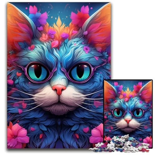 Neonbrillen-Katzen-Puzzle für Erwachsene, 1000-teiliges Puzzle für Erwachsene, anspruchsvolles DIY-Denkspiel für Teenager, 26x38cm/10,23x14,96 Zoll Neonbrillen-Katzen-Puzzle für Erwachsene, 1000-teiliges Puzzle für Erwachsene, anspruchsvolles DIY-Denkspiel für Teenager, 26x38cm/10,23x14,96 Zoll von LiJianXXE