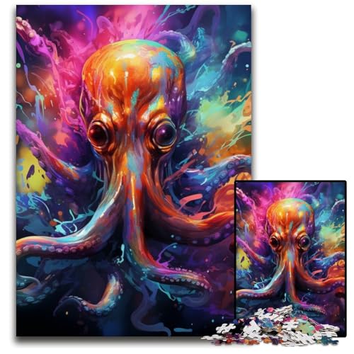 Oktopus-Puzzle für Erwachsene, 1000 Teile, Kartonpuzzle für Erwachsene, pädagogisches Denkspiel, künstlerische Heim- und Bürodekoration, ab 14 Jahren, 26x38cm/10,23x14,96 Zoll von LiJianXXE