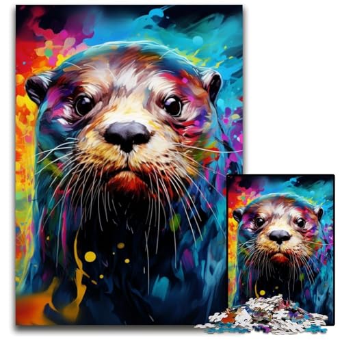 Otter Puzzle für Erwachsene, 1000 Teile, Kartonpuzzle für Erwachsene, pädagogisches Denkspiel, künstlerische Heim- und Bürodekoration, ab 14 Jahren, 26x38cm/10,23x14,96 Zoll von LiJianXXE