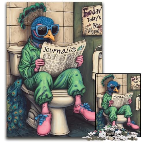 Peacock Go Toilet Puzzle 1000 Teile Puzzle für Erwachsene, Denksportaufgabe, Teenager und Heimdekoration, 26x38cm/10,23x14,96 Zoll von LiJianXXE