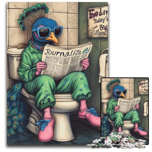 Peacock Go Toilet Puzzle 1000 Teile Puzzle für Erwachsene, Denksportaufgabe, Teenager und Heimdekoration, 50x75cm/19,68x29,52 Zoll von LiJianXXE