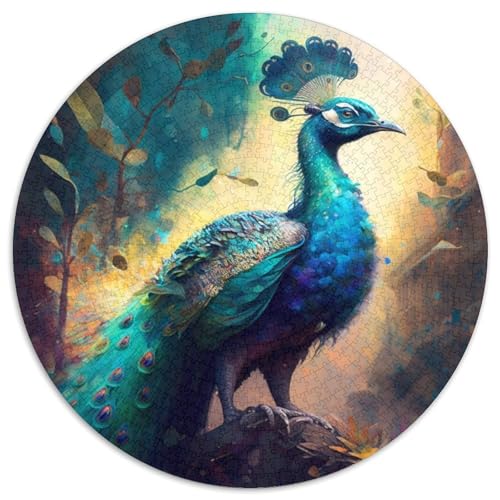 Pfau 1000 Teile Puzzle Geschenke 1000 Teile rundes Puzzle für Reiseliebhaber und Paare, anspruchsvolles Spielzeug 67,5 x 67,5 cm von LiJianXXE