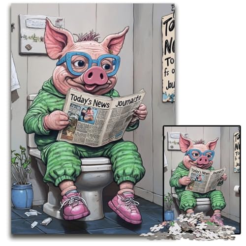 Pig Go Toilet 1000-teiliges Puzzle für Erwachsene, Kartonpuzzle für Erwachsene, für Teenager und Familienspaß – DIY-Denkspiel, Geschenk, 26x38cm/10,23x14,96 Zoll Pig Go Toilet 1000-teiliges Puzzle für Erwachsene, Kartonpuzzle für Erwachsene, für Teenager und Familienspaß – DIY-Denkspiel, Geschenk, 26x38cm/10,23x14,96 Zoll von LiJianXXE