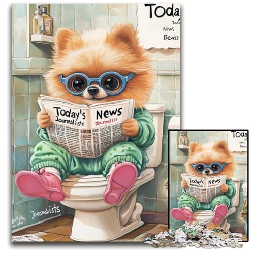 Pomeranian Go Toilet 1000-teiliges Puzzle, Puzzles für Erwachsene, Heimdekoration, Denksportspiel für Teenager und Familieninteraktion, 26x38cm/10,23x14,96 Zoll von LiJianXXE