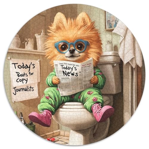 Pomeranian Go Toilet 1000-teiliges Puzzle, rundes Puzzle 1000 Teile, perfekt für Heimdekoration, Geburtstage, Feiertage und Geschenke, 67,5 x 67,5 cm Pomeranian Go Toilet 1000-teiliges Puzzle, rundes Puzzle 1000 Teile, perfekt für Heimdekoration, Geburtstage, Feiertage und Geschenke, 67,5 x 67,5 cm von LiJianXXE