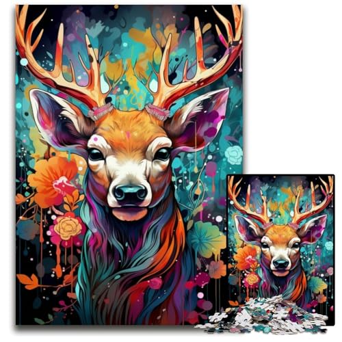 Psychedelic Art Deer 1000-teiliges Puzzle, Puzzles für Erwachsene, Heimdekoration, Denksportspiel für Teenager und Familieninteraktion, 26x38cm/10,23x14,96 Zoll Psychedelic Art Deer 1000-teiliges Puzzle, Puzzles für Erwachsene, Heimdekoration, Denksportspiel für Teenager und Familieninteraktion, 26x38cm/10,23x14,96 Zoll von LiJianXXE