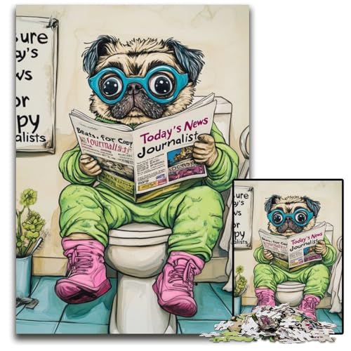 Pug Go Toilet-Puzzle für Erwachsene, 1000-teiliges Holzpuzzle, perfekt für Teenager und Sammler, ideale Heimdekoration und Reisegeschenk, 50x75cm/19,68x29,52 Zoll Pug Go Toilet-Puzzle für Erwachsene, 1000-teiliges Holzpuzzle, perfekt für Teenager und Sammler, ideale Heimdekoration und Reisegeschenk, 50x75cm/19,68x29,52 Zoll von LiJianXXE