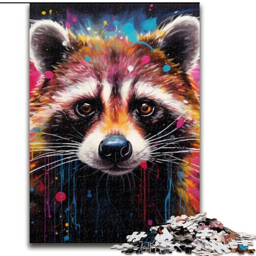 Puzzle 1000 Teile, Art Waschbär, aus Holz, Eltern, Partner, Freunde – ab 14 Jahren, 50x75cm, für Heimdekoration, Gehirntraining Puzzle 1000 Teile, Art Waschbär, aus Holz, Eltern, Partner, Freunde – ab 14 Jahren, 50x75cm, für Heimdekoration, Gehirntraining von LiJianXXE