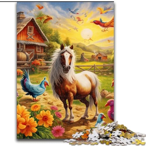 Puzzle 1000 Teile, Bauernhoftier-Puzzle aus Holz, Geburtstage, Weihnachten, Halloween, Erntedankfest, Ostern, 1000 Teile(50x75cm) von LiJianXXE